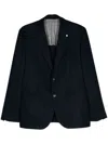 Luigi Bianchi Wool Blazer Textured Finish In Navy Blue