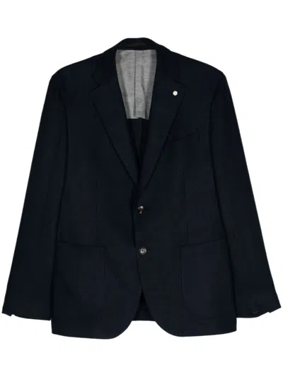 LUIGI BIANCHI NAVY BLUE WOOL JACKET