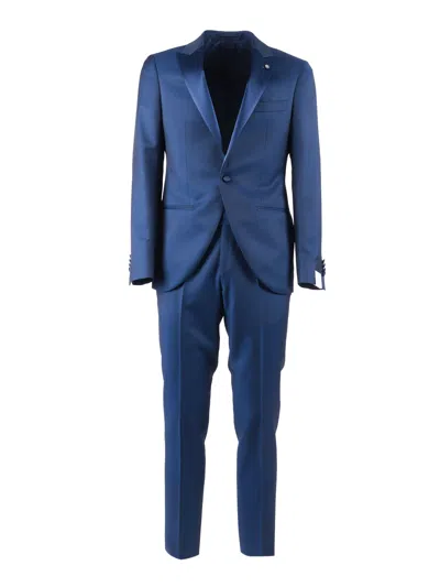 Luigi Bianchi Notch Lapel Drop 8 Suit In Blue