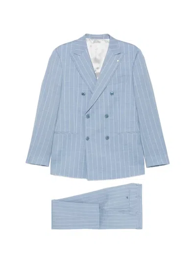 Luigi Bianchi Pinstripe Double-breasted Suit In Blue