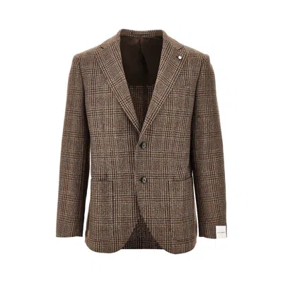 Luigi Bianchi Prince Of Wales Single-breasted Jacket In Brown