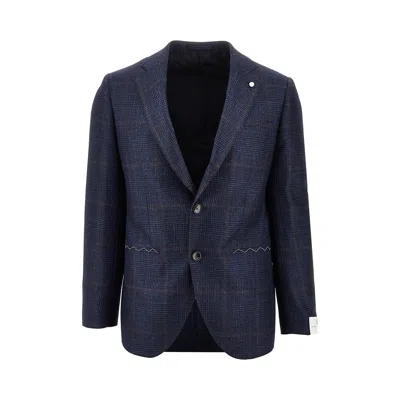 Luigi Bianchi Prince Of Wales Tailored Jacket In Blue