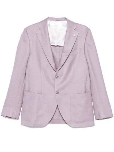 Luigi Bianchi Purple Linen Blazer In Violet