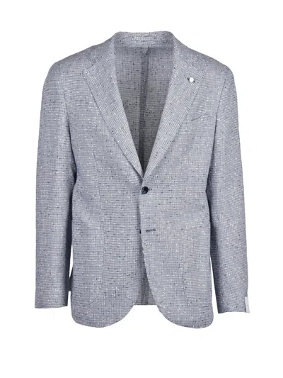 Luigi Bianchi Round Jacket Mixed Fibers - White/blue In Gray