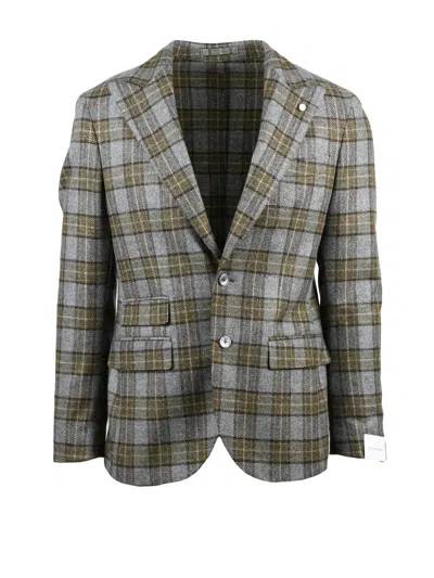 Luigi Bianchi Rounded Jacket With Classic Plaid Pattern In Grey And Green In Multi