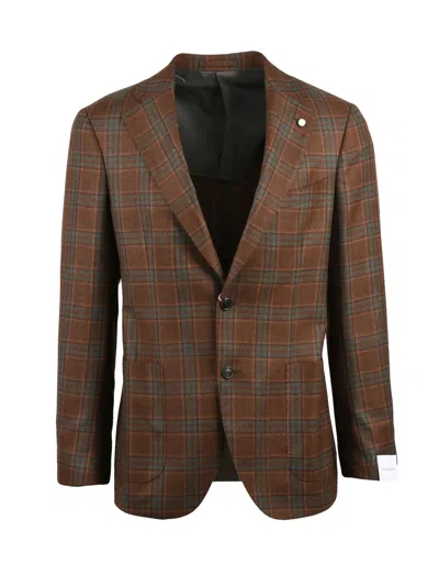 Luigi Bianchi Rounded Virgin Wool Jacket With Distinctive Plaid Pattern In Multi