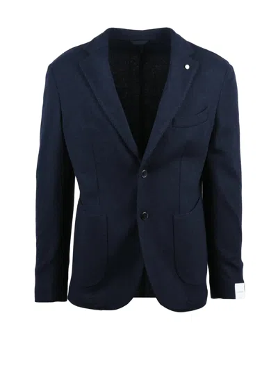 Luigi Bianchi Rounded Wool And Polyamide Blend Jacket In Blue