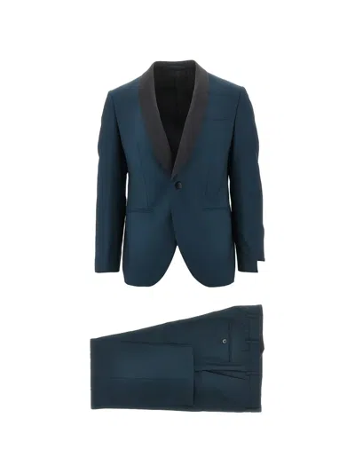 Luigi Bianchi Shawl-lapel Single-breasted Suit In Blue