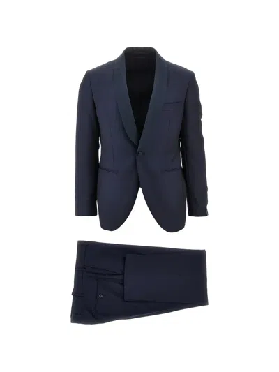 Luigi Bianchi Shawl-lapel Single-breasted Wool Suit In Blue