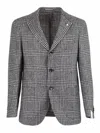 Luigi Bianchi Tailored Plaid Jacket With Notch Lapels And Flap Pockets In Gray