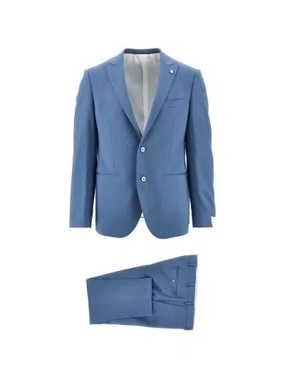 Luigi Bianchi Single-breasted Notched-lapel Virgin Wool Suit In Blue