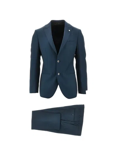 Luigi Bianchi Single-breasted Wool Suit In Blue