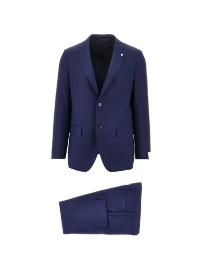Luigi Bianchi Single-breasted Wool Suit In Blue