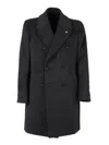 Luigi Bianchi Structured Overcoat In Virgin Wool Blend With Smooth Finish In Gray