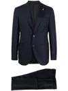Luigi Bianchi Navy Blue Virgin Wool Tailored Suit With Brooch Detail