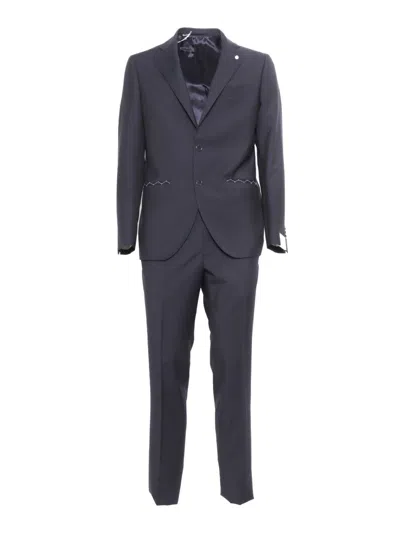 LUIGI BIANCHI TAILORED BLACK SUIT WITH NOTCH LAPEL