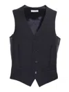 Luigi Bianchi Tailored Blue Gilet With Satin Back In Blue