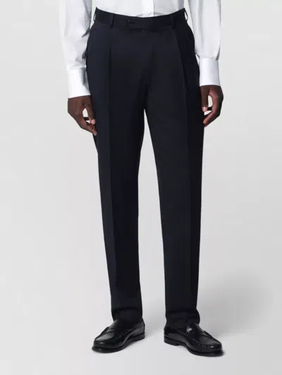 Luigi Bianchi Tailored Suit Trousers Slim Fit Pleated Front In Black