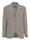 Luigi Bianchi Tailored Textured Jacket With Subtle Check Pattern In Neutral