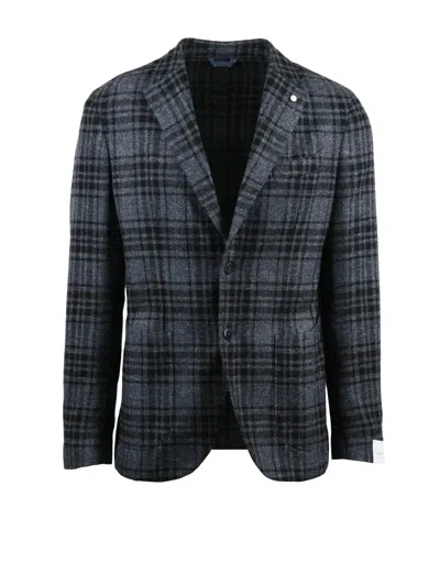 Luigi Bianchi Tailored Wool-blend Jacket With Classic Plaid Pattern In Multi