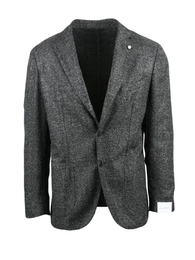 Luigi Bianchi Rounded Black And White Jacket With Button Closure In Gray