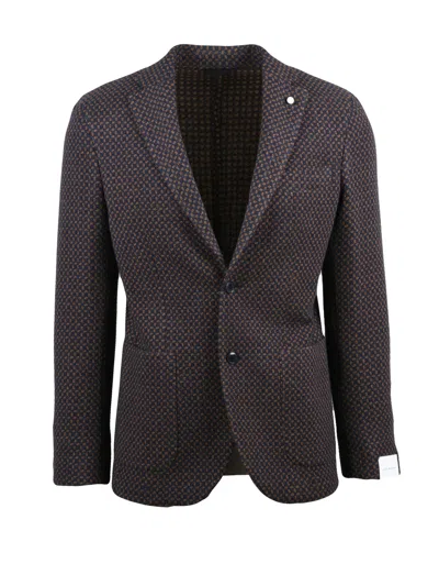 Luigi Bianchi Textured Rounded Jacket With Classic Lapel And Dual Pockets In Black