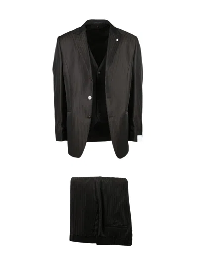Luigi Bianchi Three-piece Brown Suit With Lamé Jacket And Matching Vest