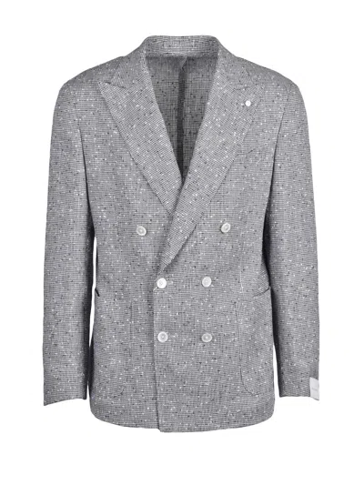 Luigi Bianchi Two-tone Double-breasted Jacket - White/black In Gray