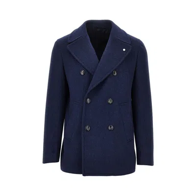 Luigi Bianchi Virgin Wool Cloth Jacket In Blue