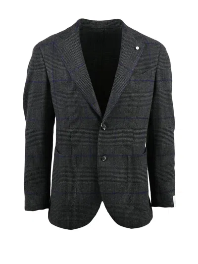 Luigi Bianchi Virgin Wool Jacket With Rounded Silhouette And Button Closure In Black