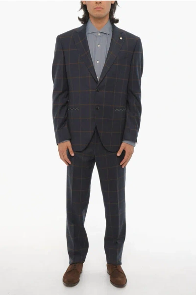 Luigi Bianchi Virgin Wool Stretch Check Mantua Suit In Multi