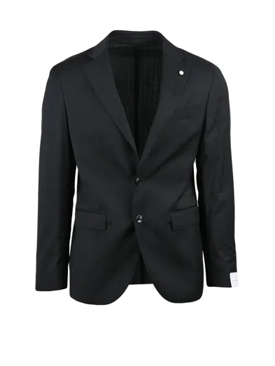 Luigi Bianchi Virgin Wool Tailored Jacket With Unlined Design In Black