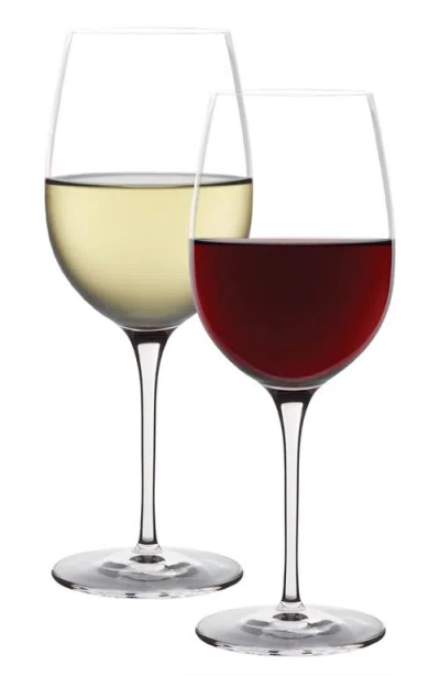 Luigi Bormioli Crescendo Set Of 8 White & Red Wind Glasses In Multi