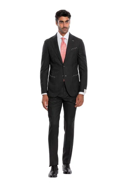 Pre-owned Luigi Borrelli $2950  Napoli Hand-sewn Dark Gray Suit Virgin Wool Slim Fit (2)
