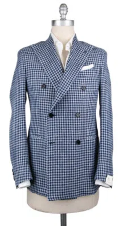 Pre-owned Luigi Borrelli $3000  Blue Silk Blend Sportcoat - (gudp163371)