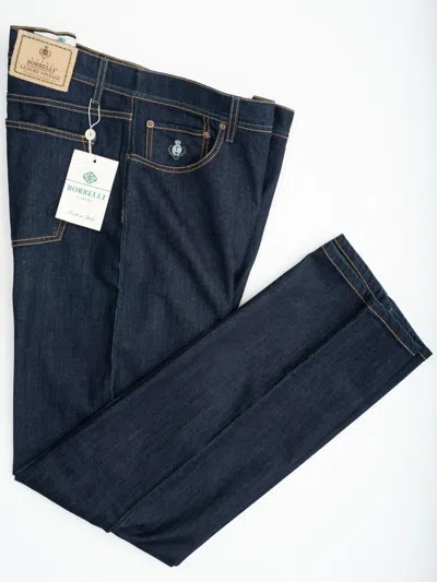 Pre-owned Luigi Borrelli Blue Jeans Cotton Regular Dark Wash Fit Denim Collection 42 Eu 58
