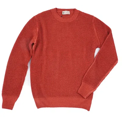 Pre-owned Luigi Borrelli Brick Red Bubble Knit Merino Wool Sweater M (eu 50)