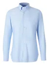 Luigi Borrelli Solid Cotton Shirt In Blue