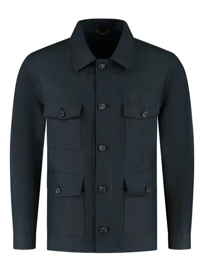 Luigi Borrelli Button-fastening Flap-pocket Overshirt In Blue