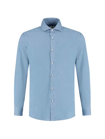 Luigi Borrelli Button-down Long-sleeved Shirt In Blue