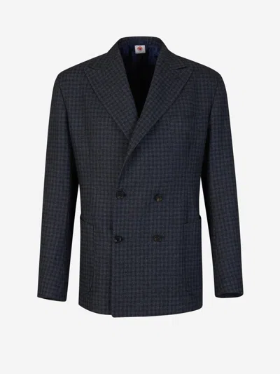 Luigi Borrelli Checked Pattern Blazer In Blue