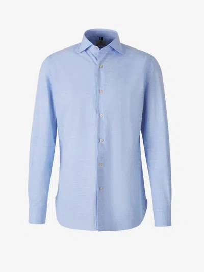 Luigi Borrelli Cotton Mottled Shirt In Blue