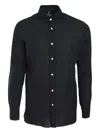 Luigi Borrelli Casual Shirt Denim Nero Cotton Man In Black