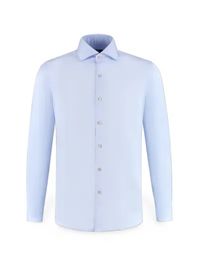 Luigi Borrelli Cutaway-collar Long-sleeve Shirt In Blue