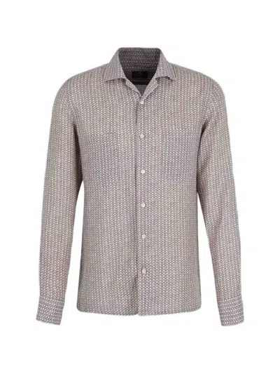 Luigi Borrelli Floral-print Shirt In Gray