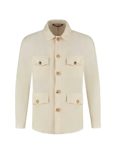 Luigi Borrelli Four-pocket Button-down Shirt Jacket In Neutral