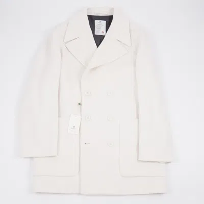 Pre-owned Luigi Borrelli Ivory Extra-soft Plush Winter Peacoat Xl / 44r Outer Coat In White