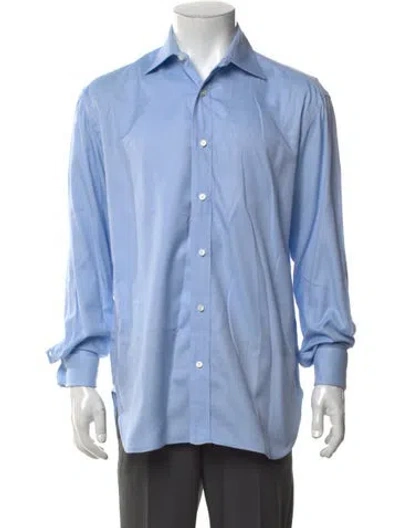 Pre-owned Luigi Borrelli Long Sleeve Dress Shirt In Blue