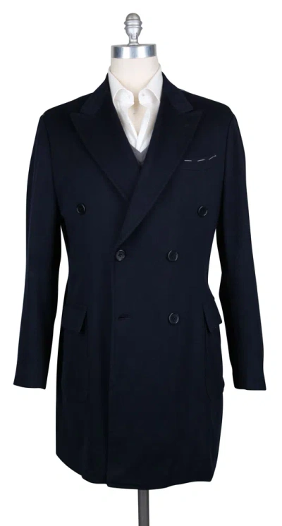 Pre-owned Luigi Borrelli Midnight Navy Blue Peacoat - (lbcoat161332)