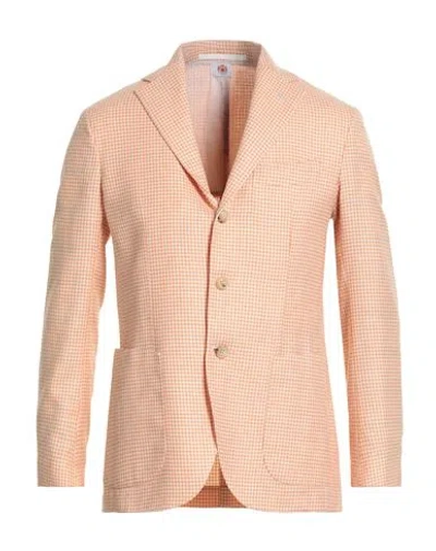 Luigi Borrelli Napoli Man Blazer Orange Size 36 Virgin Wool, Silk, Linen